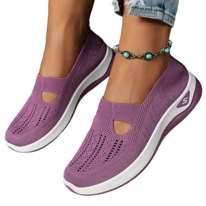 Damen Slip-On Sneaker orthopädisch &amp; ultraleicht | atmungsaktives Strick-Obermaterial, dämpfendes Fußbett | bequem für Alltag &amp; Spaziergänge