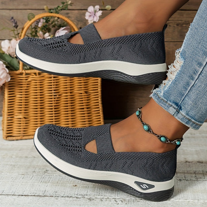 Damen Slip-On Sneaker orthopädisch &amp; ultraleicht | atmungsaktives Strick-Obermaterial, dämpfendes Fußbett | bequem für Alltag &amp; Spaziergänge