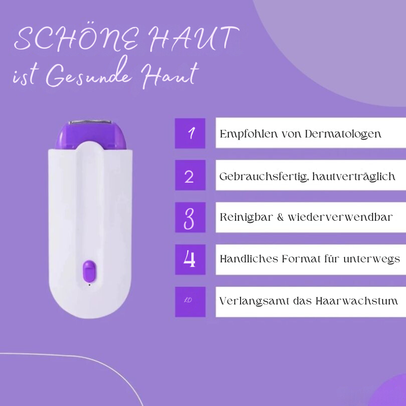 Elektrischer Haarentferner mit Mikro-Oszillation | 2 Aufsätze &amp; Hautkontakt-Sensor | Für Gesicht &amp; Körper, sanfte Rasur ohne Schnitte