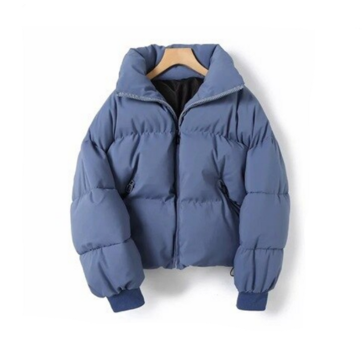 Damen Winterjacke mit hohem Kragen | Gepolsterte wasserabweisende Jacke mit Taschen, Rippbündchen und verstellbarem Saum