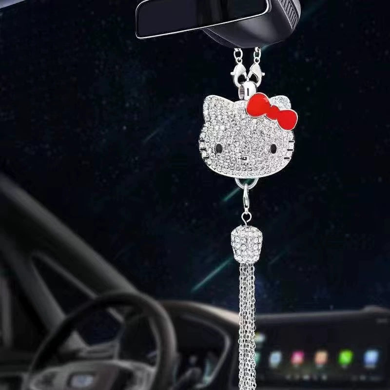 Ciondolo per specchietto retrovisore auto con cristallo | Lega di zinco e strass | Decorazione scintillante con ciondolo profumato, idea regalo