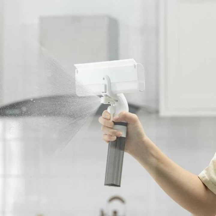 Nettoyeur de vitres 3-en-1 avec spray, raclette &amp; absorption d&