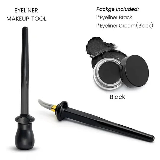 Eyeliner Set mit Creme | Gebogene Präzisionsspitze für saubere Lines | Wasserfest &amp; langanhaltend | Rutschfester Griff
