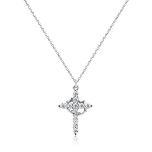Collier avec pendentif croix et couronne | Symbole de foi et de force | Bijou expressif