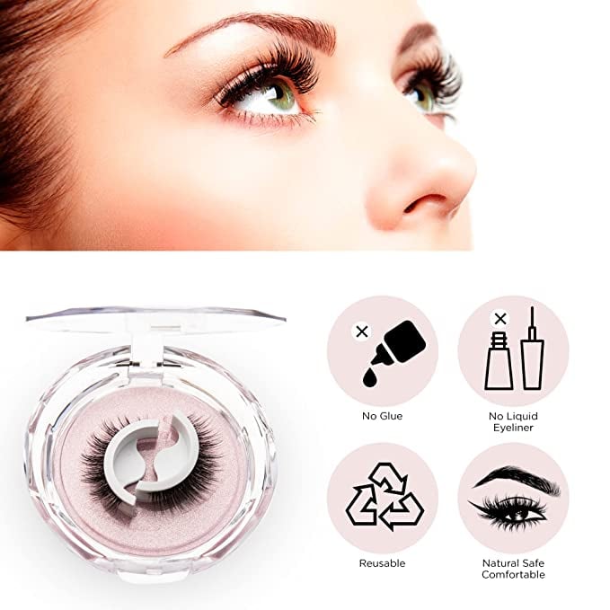 Selbstklebende Wimpern zum Auftragen ohne Kleber | Natürliches Finish in Sekunden | Wiederverwendbar &amp; waschbar, inkl. Ersatz-Klebestreifen