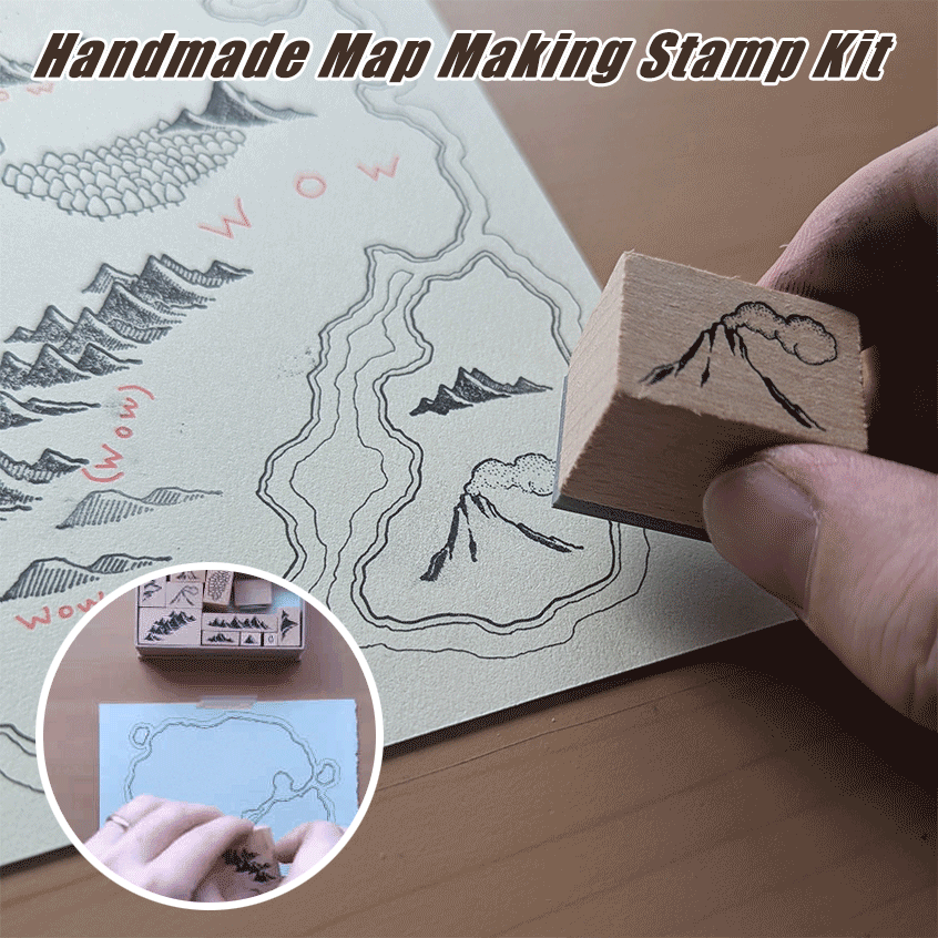 MapCraft Holzstempel-Set für Journaling &amp; Karten | Natur- &amp; Bergmotive | Perfekt für Planner &amp; DIY