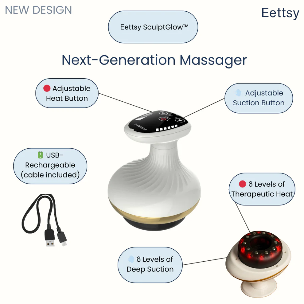 Vacuum massage device 4-in-1 with red light | Body massager for home | Stimulates circulation &amp; relaxes muscles | Anti-cellulite