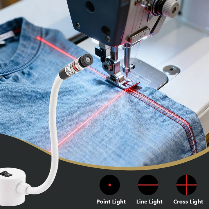 Laser Nähhilfe für Nähmaschine | Magnetische Führung mit Flexarm | Punkt-, Kreuz- &amp; Linienlaser für Gerade Nähte &amp; Quilten