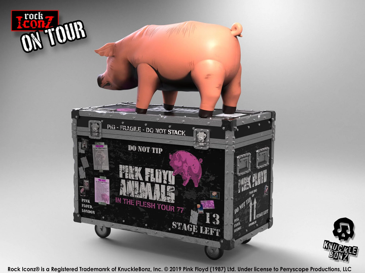 Rock-Verkleidetes Schweinefigur aus Polyresin | Handbemalt mit Flightcase-Sockel | Limitierte Sammleredition