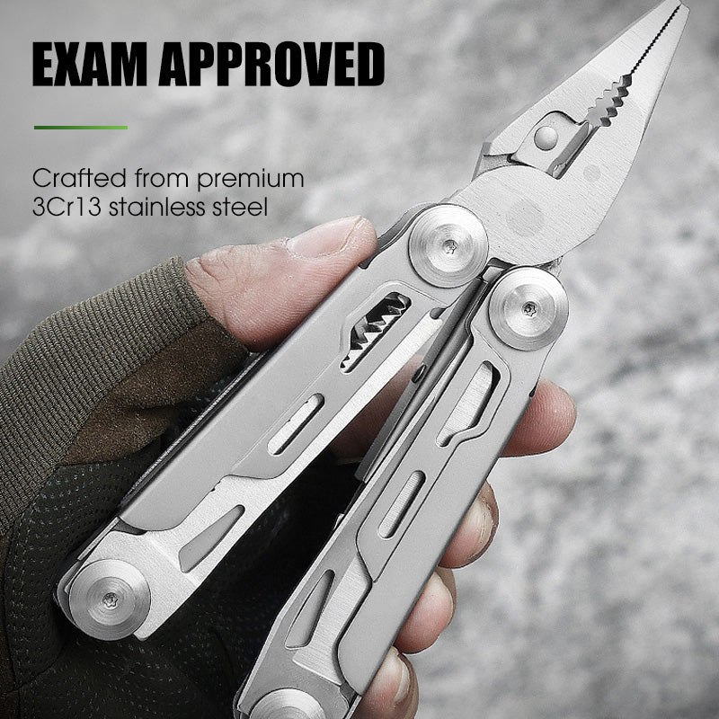 Multitool pliable 12-en-1 avec pince | compact pour quotidien, maison et extérieur | acier inoxydable 3Cr13, résistant à la rouille | verrouillable