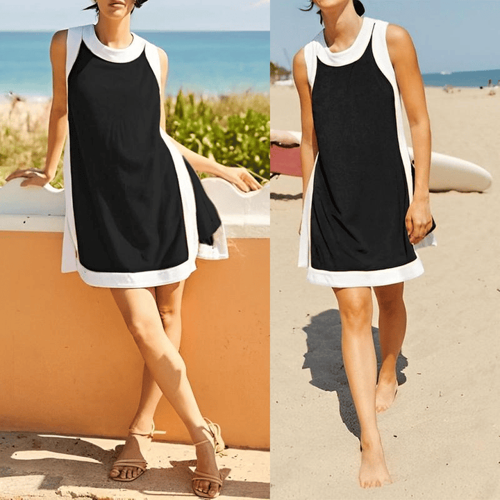 Damen 2-teiliges Sommer Set mit Color-Block Design | Locker geschnittenes Top &amp; High-Rise Shorts | Leicht &amp; atmungsaktiv
