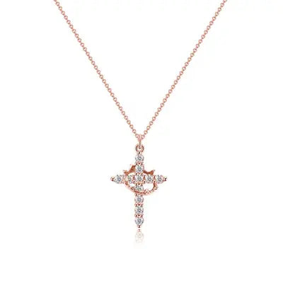 Collier avec pendentif croix et couronne | Symbole de foi et de force | Bijou expressif