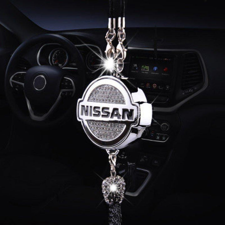 Ciondolo per specchietto retrovisore auto con cristallo | Lega di zinco e strass | Decorazione scintillante con ciondolo profumato, idea regalo