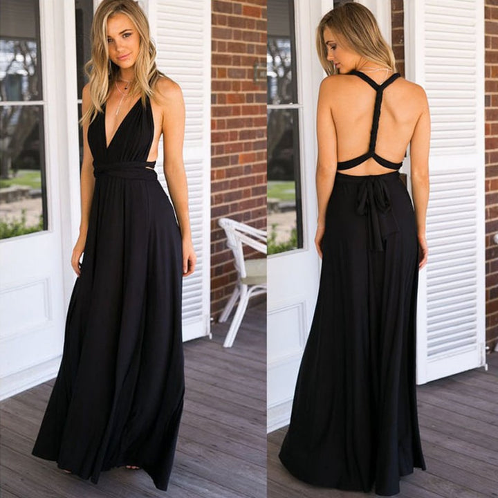 Damen Wickel-Maxikleid | 24 Tragevarianten | Ärmellos &amp; elegant | Perfekt für Hochzeit, Party &amp; Abend