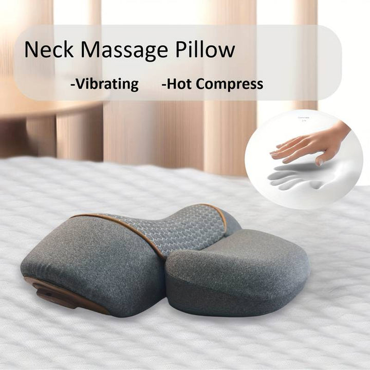 VibraKissen Massagekissen | Sanfte Vibration &amp; Wärmefunktion | Ergonomisch &amp; USB-Aufladbar | Für Nacken &amp; Schultern