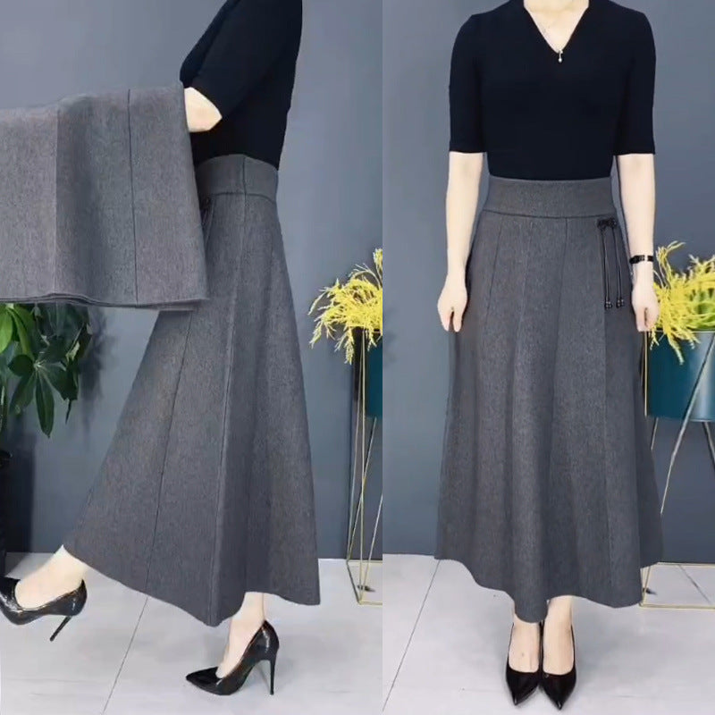 Damen Rock | High-Waist Midirock aus warmem Stoff für Herbst und Winter