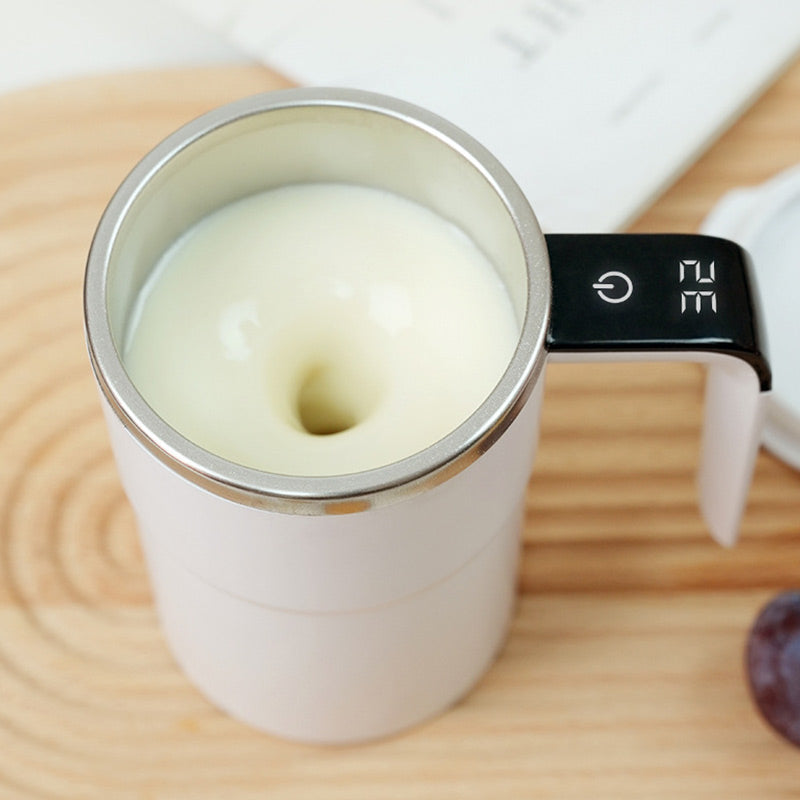 Selbstrührende Tasse | Magnetische Rührfunktion mit Temperaturanzeige &amp; Edelstahl für Kaffee, Shakes und Getränke
