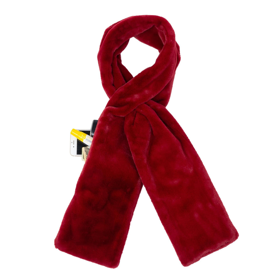 Damen Schal aus Kunstfell mit Verstecktem Reißverschlussfach | Warmer Loop-Schal mit Durchzieh-Design | Stilvoll &amp; Praktisch für Alltag und Reisen