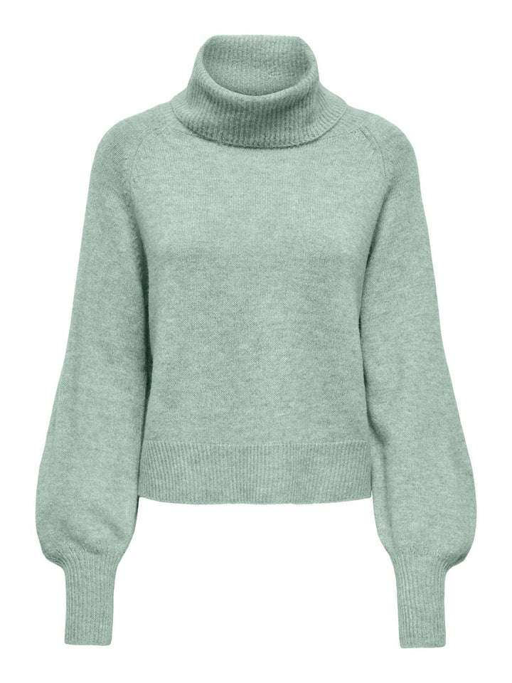 Damen Rollkragenpullover in Aqua Gray Melange | Weicher Strickpullover mit Rippbündchen, Regular Fit und wärmender Wollmischung