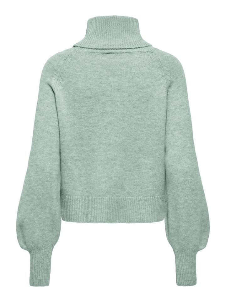 Damen Rollkragenpullover in Aqua Gray Melange | Weicher Strickpullover mit Rippbündchen, Regular Fit und wärmender Wollmischung