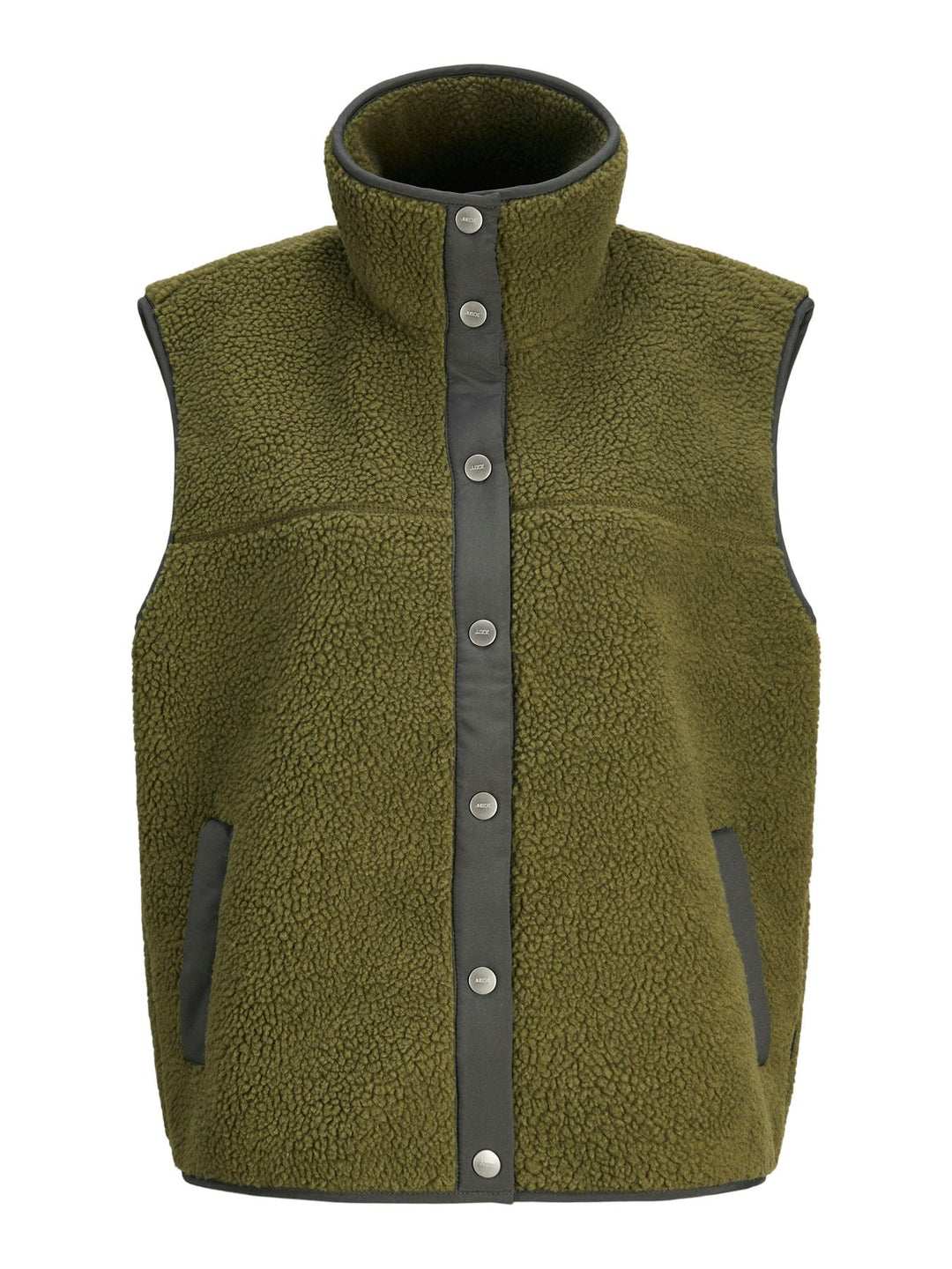 Damen Teddy Weste aus weichem Fleece | Flauschige ärmellose Weste mit Stehkragen, Knopfleiste und Fronttaschen für kalte Tage