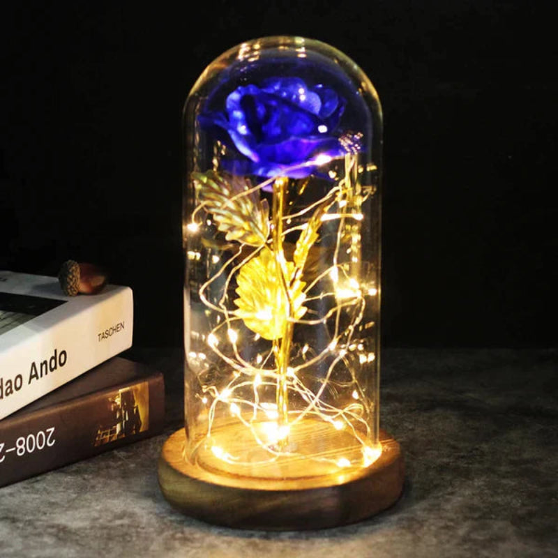 Lampada Rosa Galassia per sempre | Rosa eterna in cupola di vetro | Lampada decorativa a LED | Simbolo di amore e bellezza senza tempo