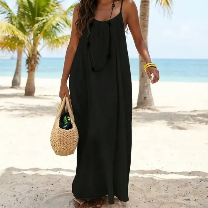 Damen-Cami-Kleid mit rückenfreiem Design aus Baumwollmix | Luftige Spaghettiträger &amp; lockere Passform | Sommerkleid für Urlaub &amp; Dates