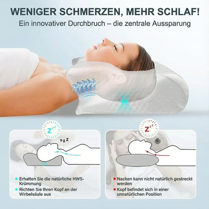 Ergonomisches Nackenstützkissen aus Memory Foam | Konturkissen für Seiten- &amp; Rückenschläfer | Druckentlastung für Nacken &amp; Schultern | Atmungsaktiv
