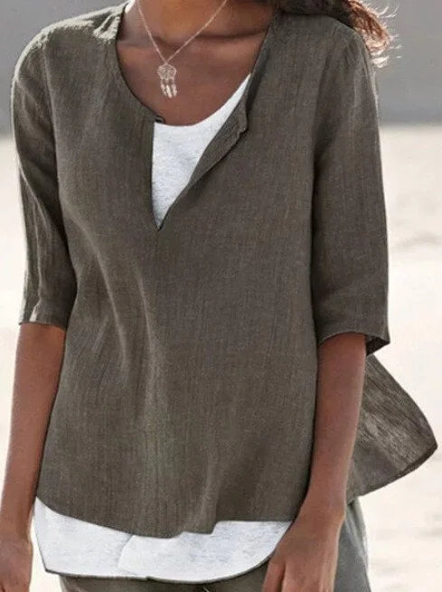 Damen Lagenbluse mit 3/4-Ärmeln | Leichte Bluse im Lagenlook | Vielseitiges Oberteil für jede Saison