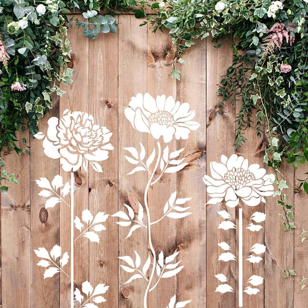 Eptchn Clôture de jardin Grandes pochoirs de fleurs Décoration DIY BloomTrace