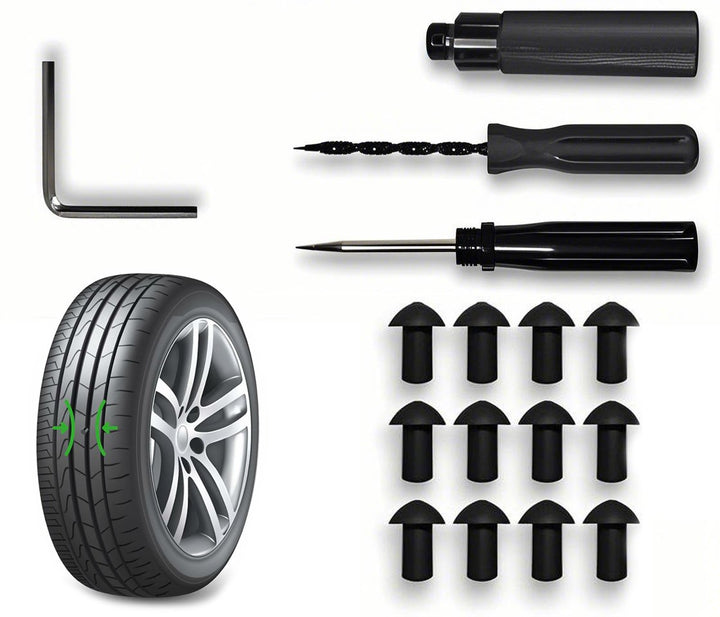 Reifenreparatur-Set für schlauchlose Reifen | 12 Pilzplugs mit Reparaturwerkzeug für Auto, Motorrad &amp; Pannenhilfe