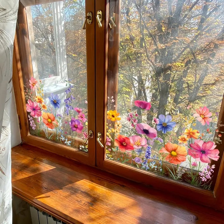 Adesivo per finestra motivo floreale 30×60 cm | stampato su entrambi i lati, colori intensi | lavabile e rimovibile senza residui | PVC