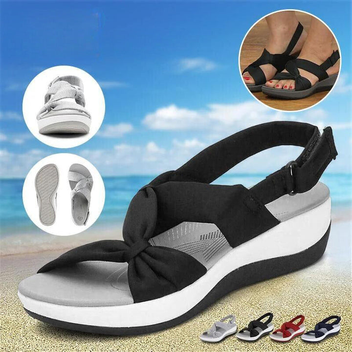 Damen Komfort-Sandalen mit Klettverschluss &amp; Fußgewölbe-Stütze | Ultraleicht mit EVA-Sohle | Gepolstert &amp; rutschfest für Alltag