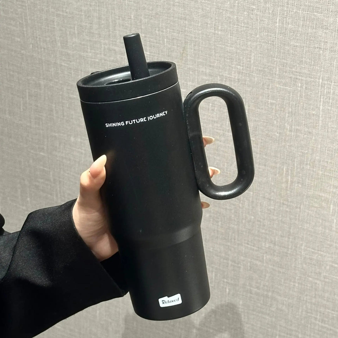 Edelstahl Trinkflasche 750 ml | Vakuumisoliert mit Strohhalm &amp; Griff für Alltag, Reisen und Outdoor