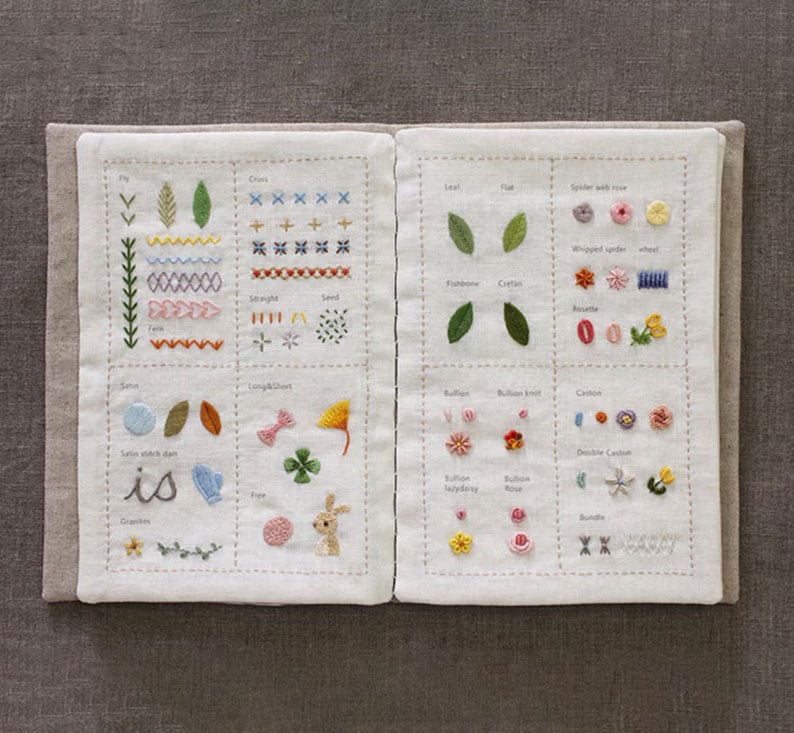DIY Stickbuch mit 86 Stickstichen | Übungsbuch mit Stoffseiten zum Lernen &amp; Üben | Für Anfänger &amp; Fortgeschrittene