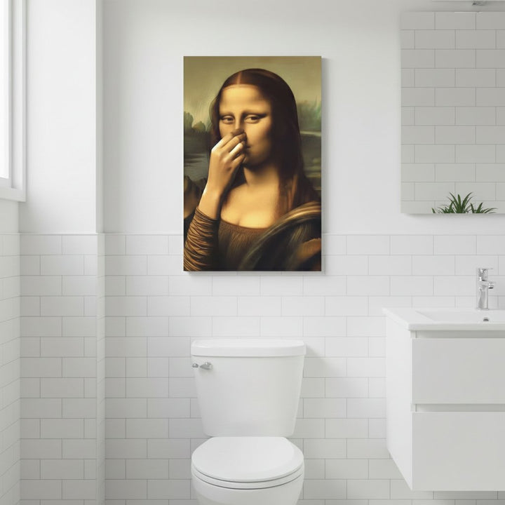Bathroom Canvas Painting Renaissance Lady | Funny Art for Toilet &amp; Guest Toilet | Moisture Resistant | 40×60 cm