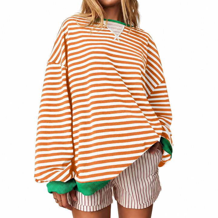 Damen gestreifter Pullover aus weichem Material | Bequemer Streifenpullover für Alltag, Büro und Freizeit mit zeitlosem Streifenmuster