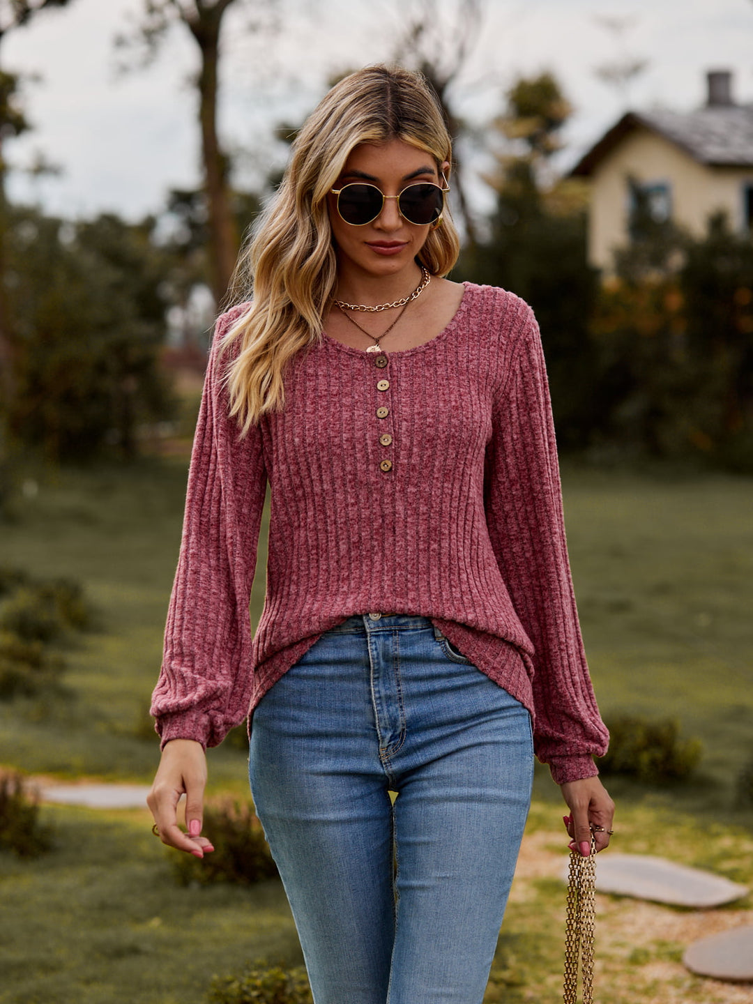 Deviny™ | Maglione a maniche lunghe con bottoni