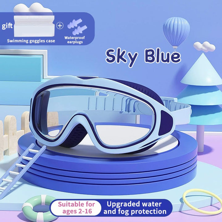 Kinder Schwimmbrille | Wasserdicht &amp; Antibeschlag | UV-Schutz | Großer Rahmen | 6–14 Jahre
