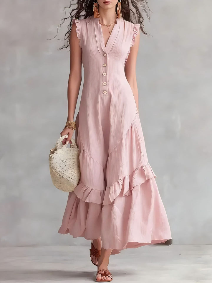 Ärmelloses Damen Maxikleid mit Plissee | Elegantes Kleid mit ausgestelltem Saum | Sommerkleid in Maxilänge