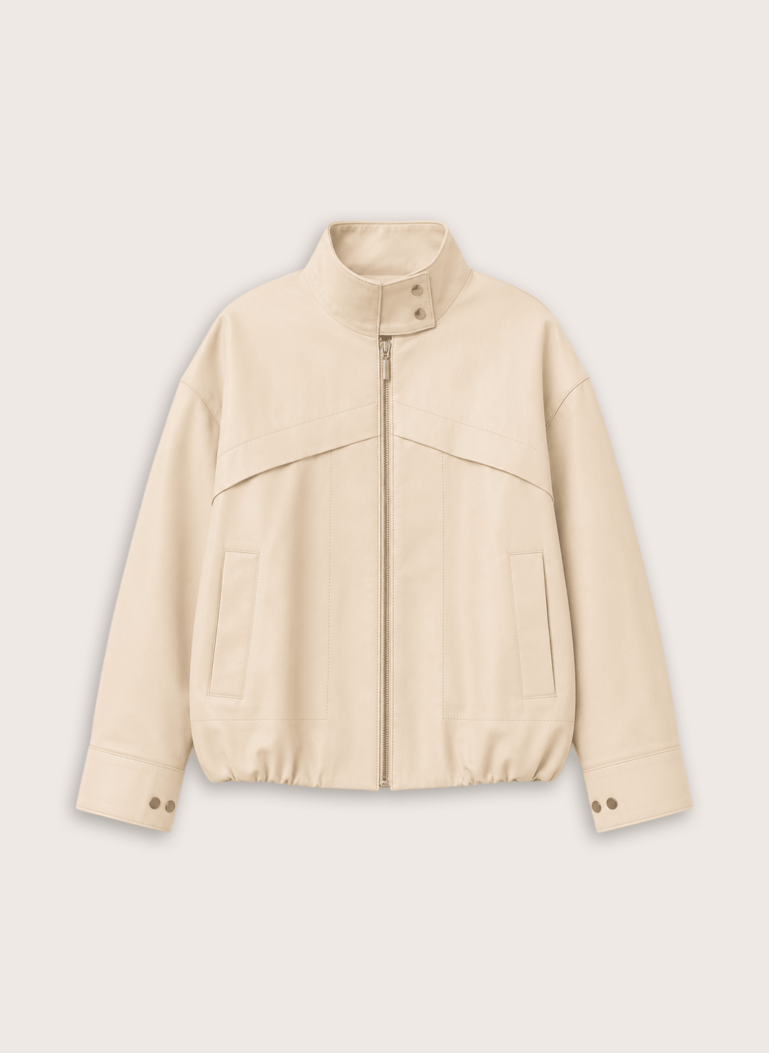 Damen Lederjacke | Weiche Nappaleder Bomberjacke mit Stehkragen und entspannter Passform