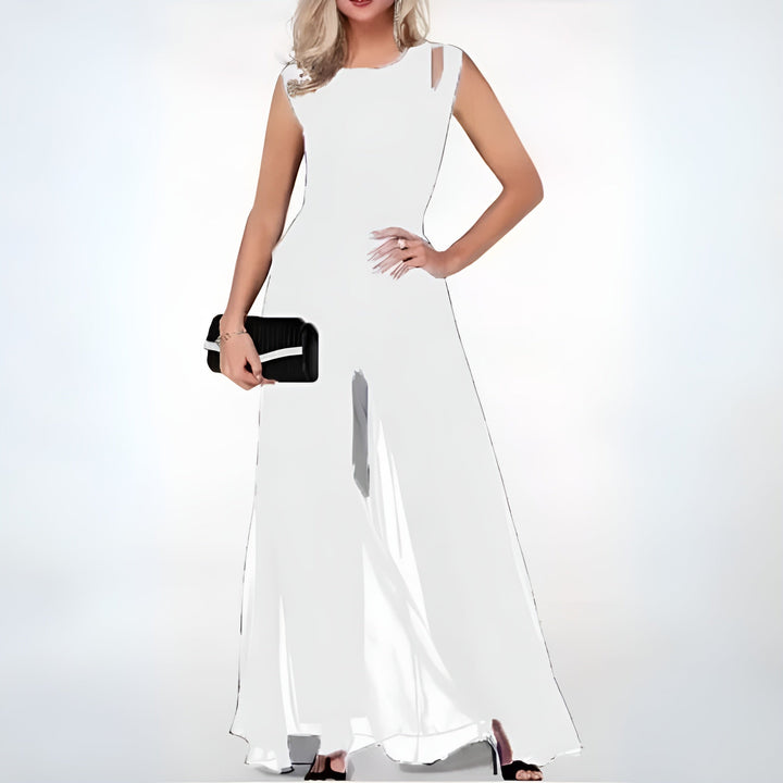 Damen Jumpsuit Ärmellos mit Weitem Bein | Luftiger Sommeroverall mit Fließender Passform | Elegant &amp; Vielseitig