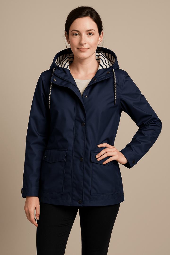 Damen Regenmantel mit verstellbarer Kapuze | Wasserabweisender leichter Mantel in Midilänge für Frühling, Herbst und Reisen