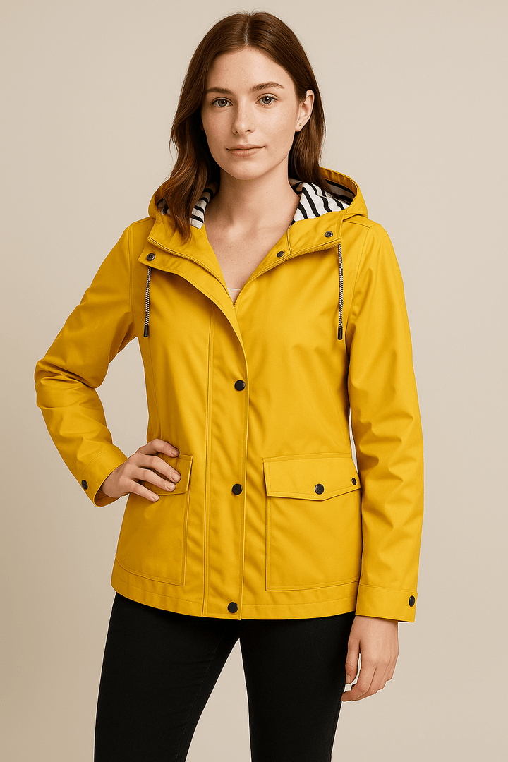 Damen Regenmantel mit verstellbarer Kapuze | Wasserabweisender leichter Mantel in Midilänge für Frühling, Herbst und Reisen