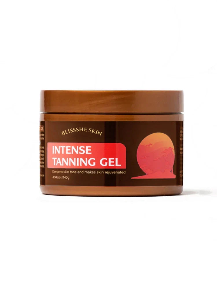 Tanning booster gel with gold shimmer | Instant color boost + nourishing plant oils | Vegan, sulfate/paraben-free | For all skin tones