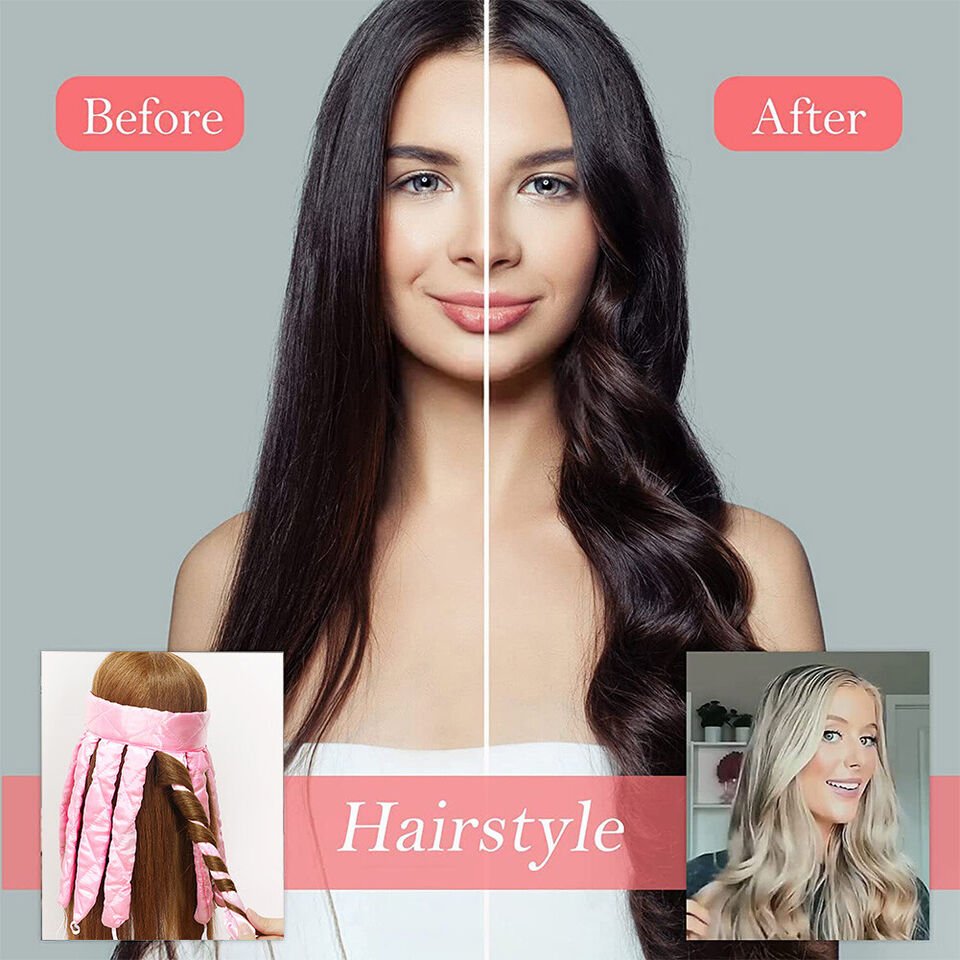 Hitzefreies Lockenband aus Satin &amp; Baumwolle – LuxeCurlPro für Locken über Nacht | Schonend, bequem | Für kurz bis langes Haar