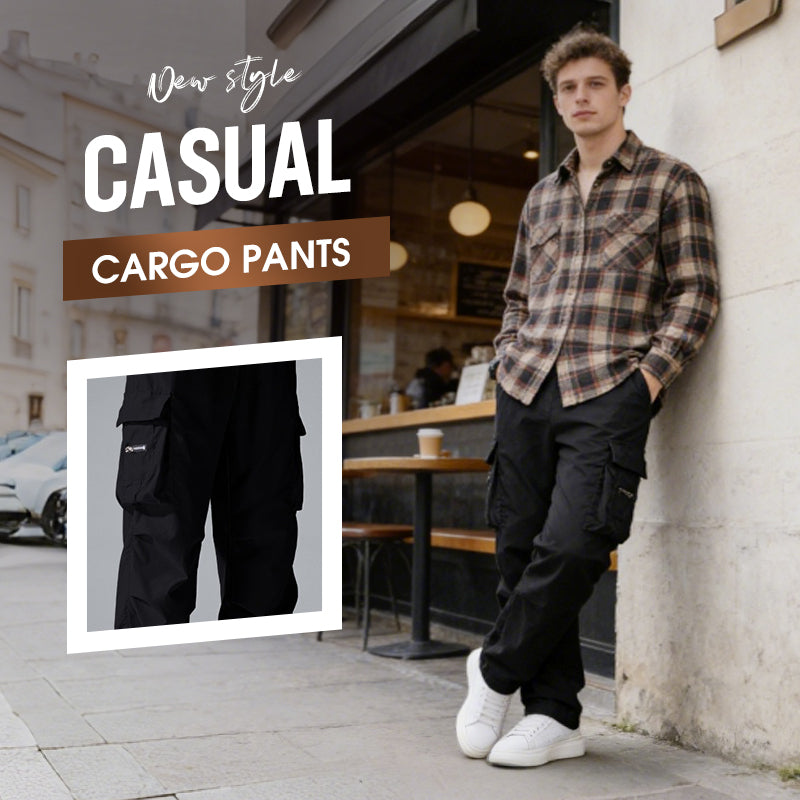 Herren Cargo Hose Stretch | Gerade Freizeithose mit Elastischem Bund &amp; Cargotaschen | Bequeme Alltagshose
