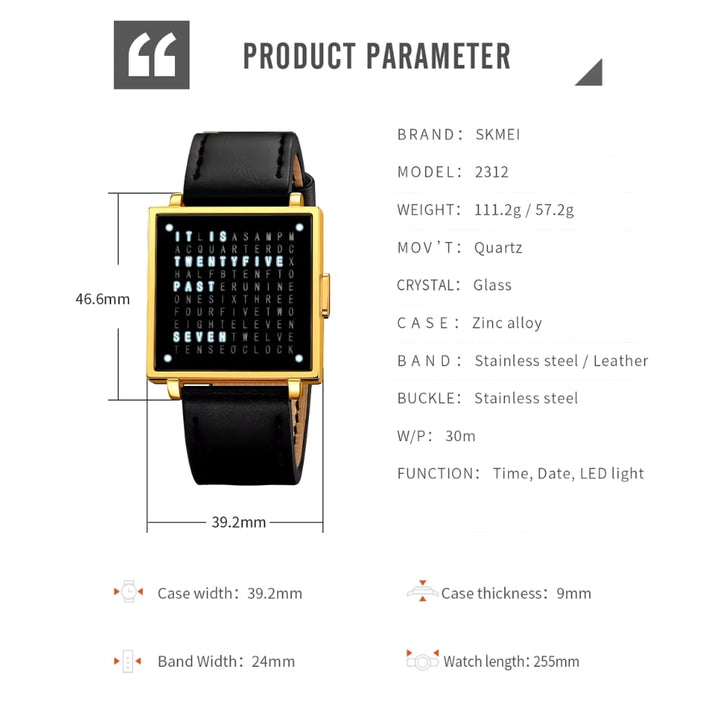 LexoTime – Unisex Text Watch