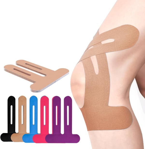 Vorge­schnittene Kinesio-Tapes fürs Knie | 150% dehnbar &amp; rutschfest | Atmungsaktive Baumwolle, stabilisierend im Alltag &amp; Sport