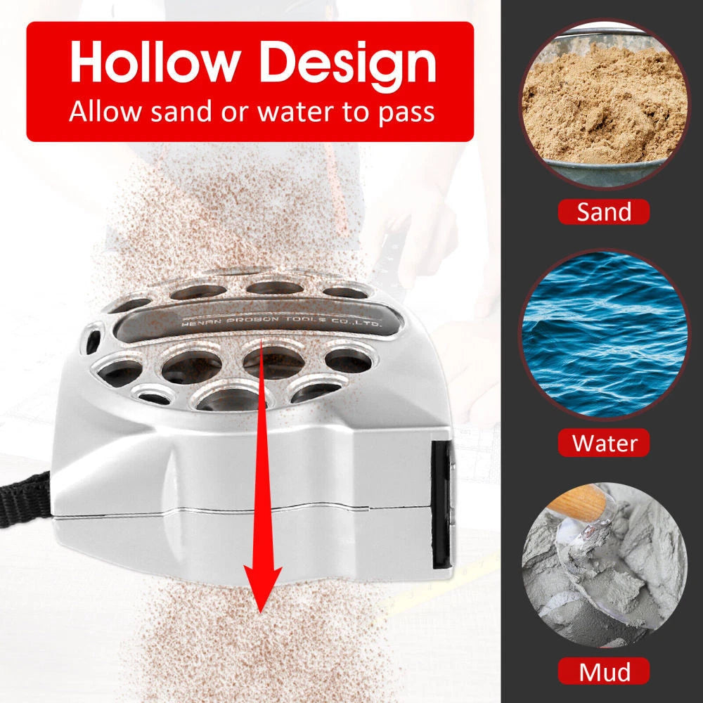 Self-cleaning metric tape measure | clog-free in mud, sand &amp; water | automatic locking with smooth reset | precise zero point